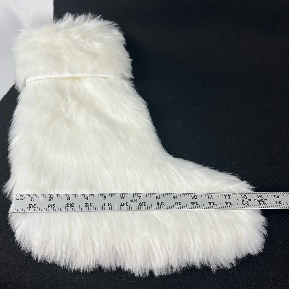 Nicole Miller Home Faux Fur Stocking White Ivory RN 75343